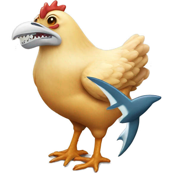 chicken with shark emoji