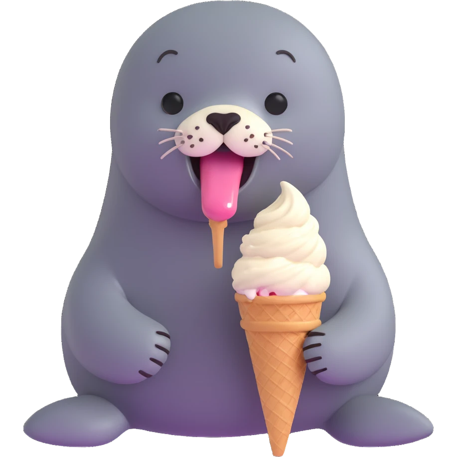 happy seal eating ice cream emoji