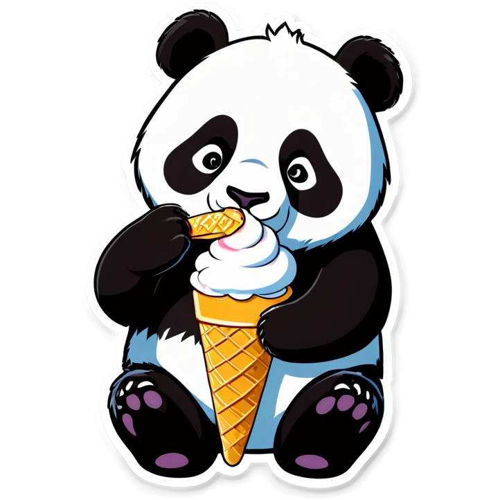 Panda eating ice cream emoji