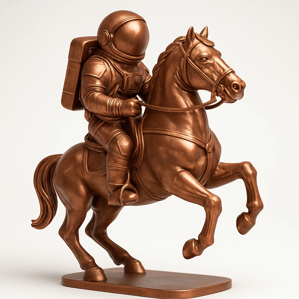 astronaut on horseback with stars in background emoji