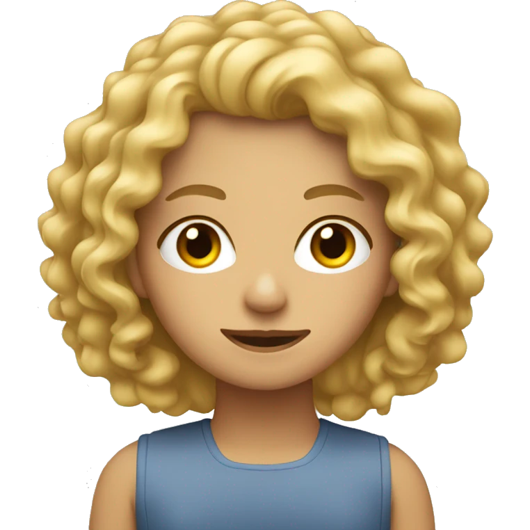 curly blonde female behind a computer emoji