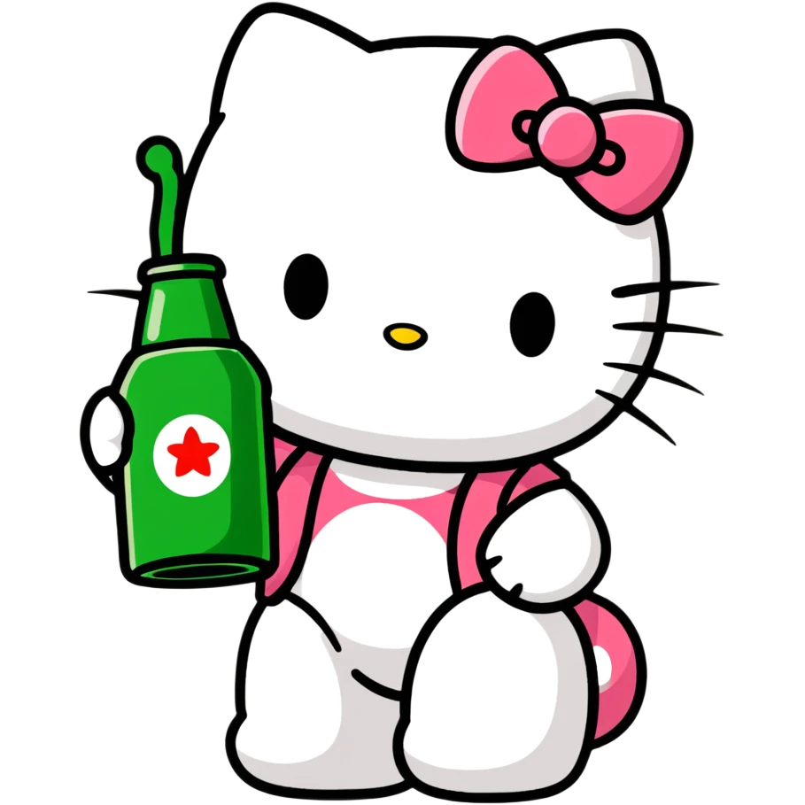Hello kitty drinking heineken emoji