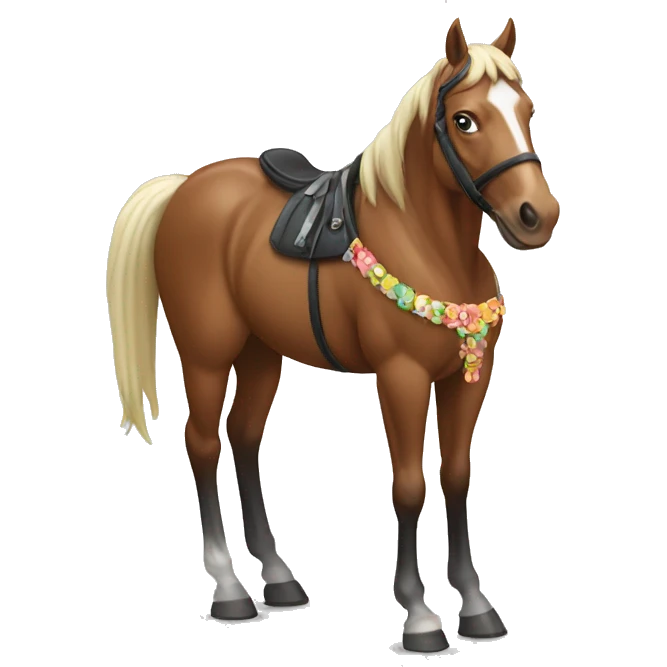 A horse with party favors emoji