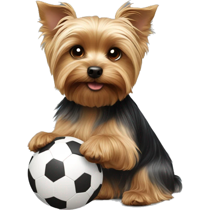 Yorkshire terrier playing with a little ball emoji