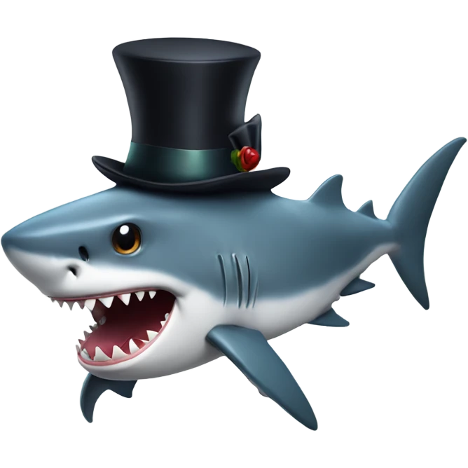 Shark with a top hat emoji