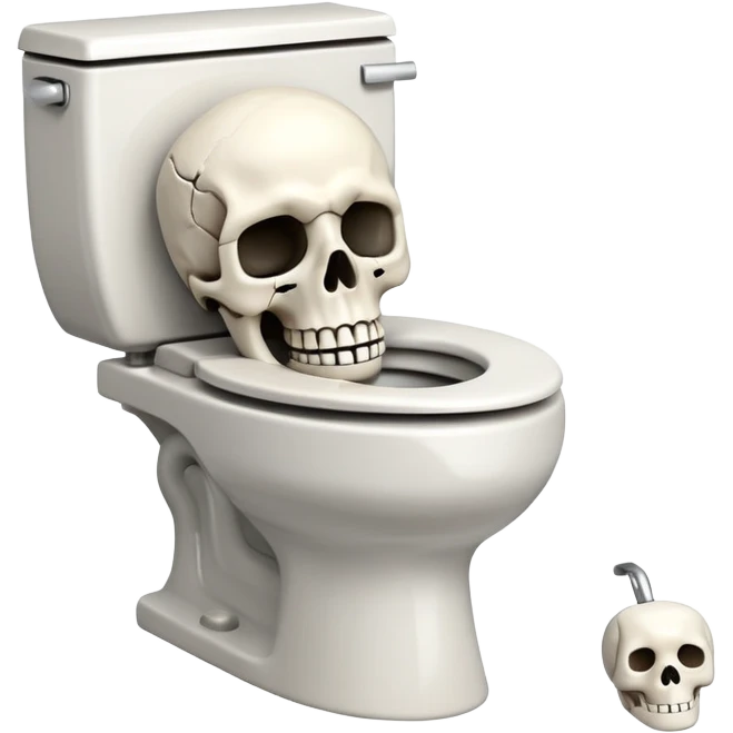 Skeleton head coming out of toilet emoji