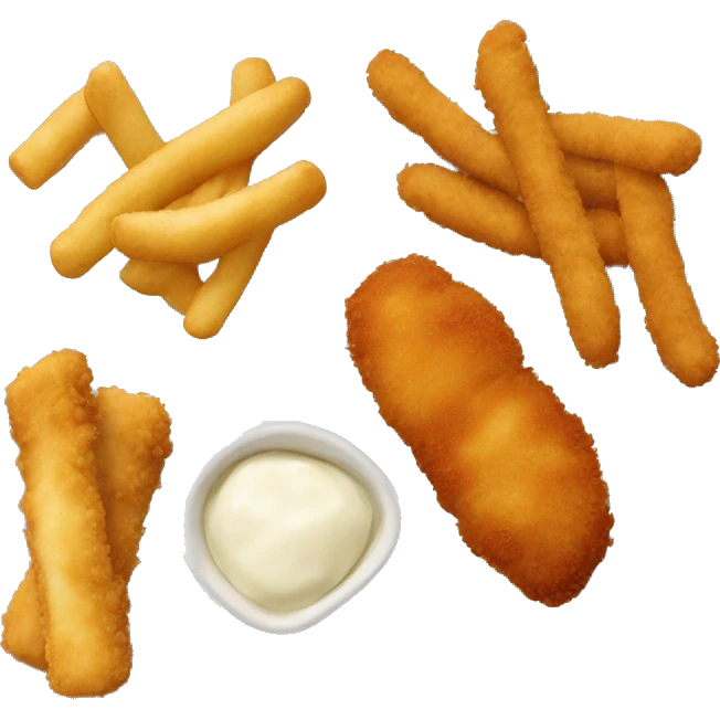 Plate with mozzarella sticks, sliders, and chicken tenders on it  emoji