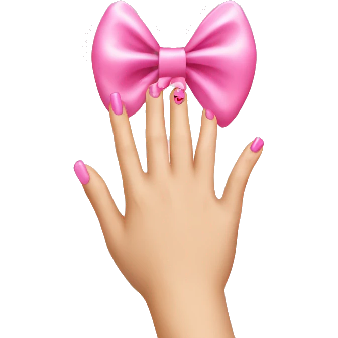 Nails with a pink bow emoji