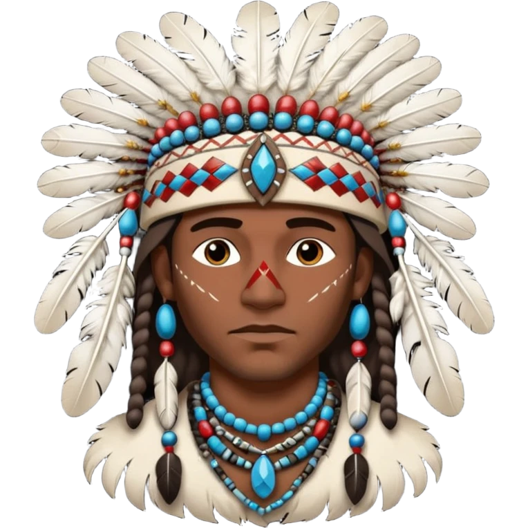 Dark-skinned male, Native American-style hat emoji