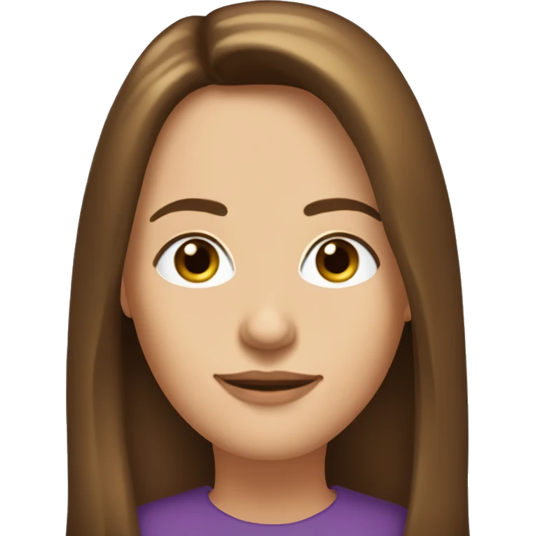 50 years old straight long brown hair styling small almond brown eyes with small g8lases emoji