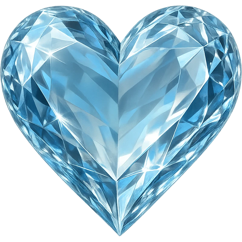 heart with a crystal clear effect, digital illustration, no background emoji