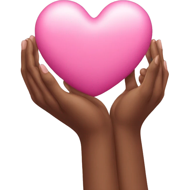 hands holding a pink heart  emoji
