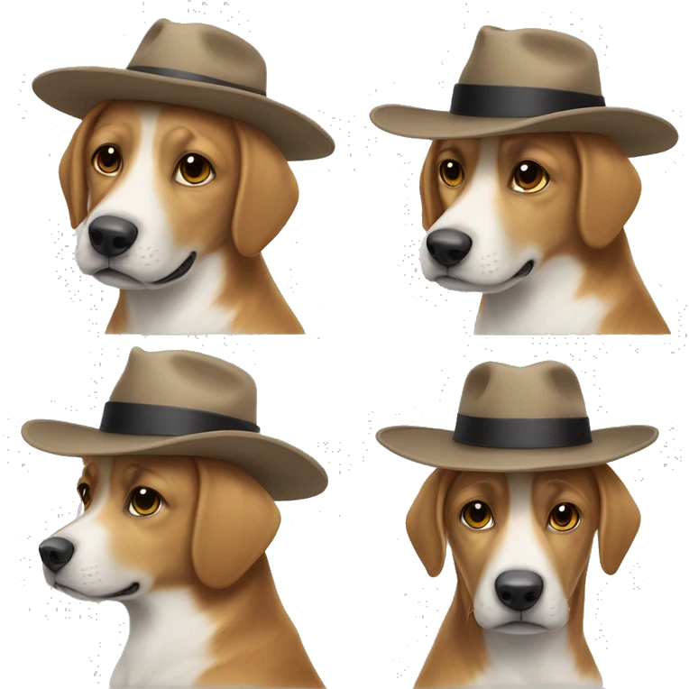 un chien avec un chapeau emoji