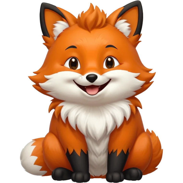 Floofy the Creampuff fox blackish away laughing, chubby. Black paws orange color emoji