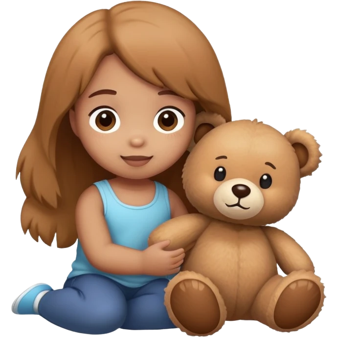 child playing with toy bear emoji