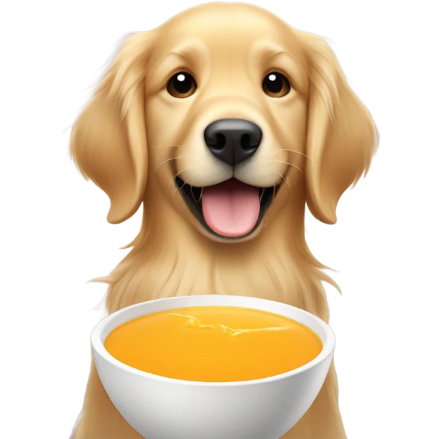 Golden Retriever drinking orange juice  emoji