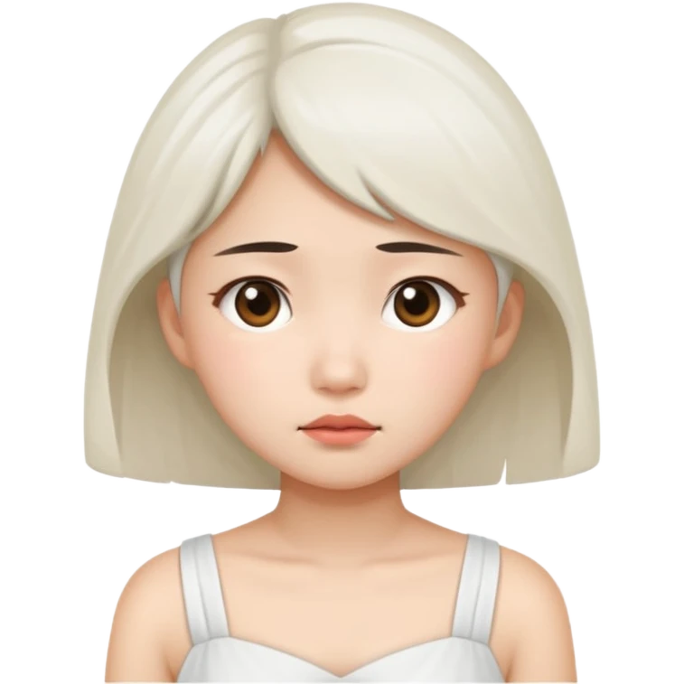 asian girl tired face white dress emoji