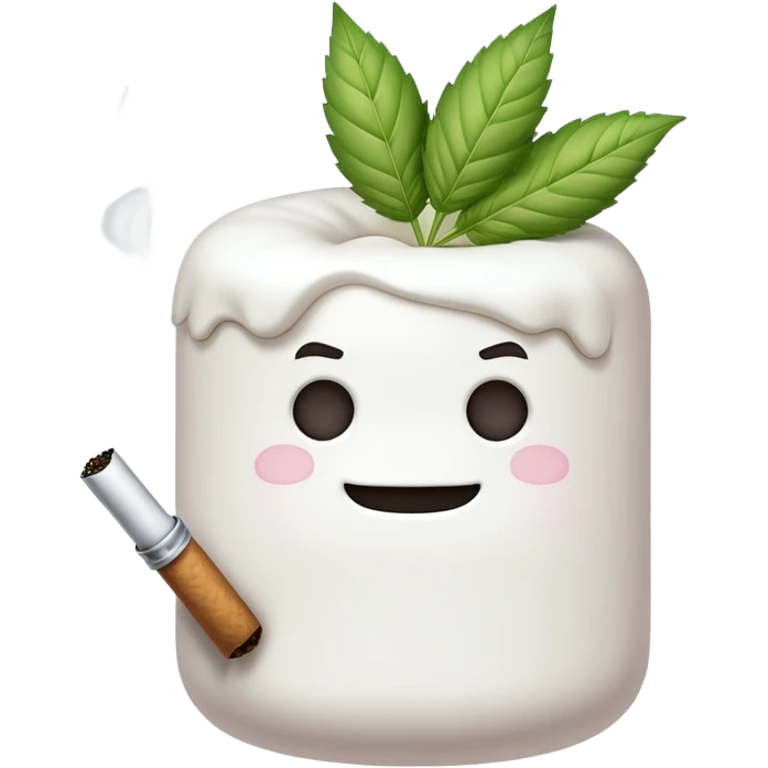 marshmallow gangster character smoking weed emoji