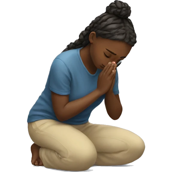 Girl on her knees prays emoji