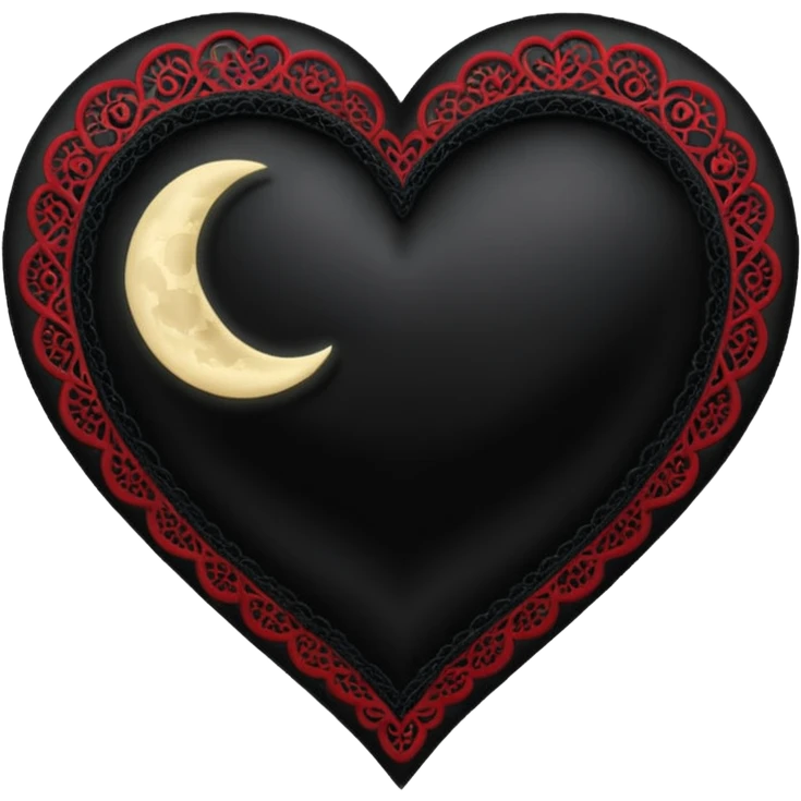 goth heart with a black lace moon emoji