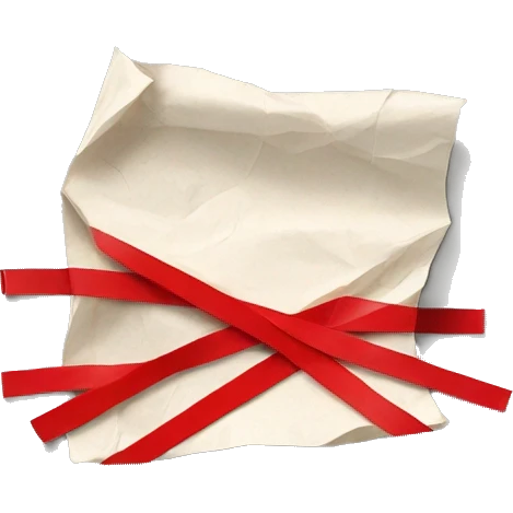 crumpled up piece of paper wrapped in red tape emoji