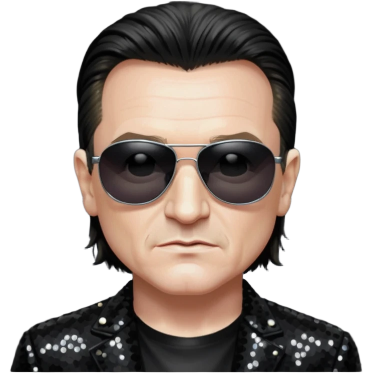 Bono with black sequin outfit emoji