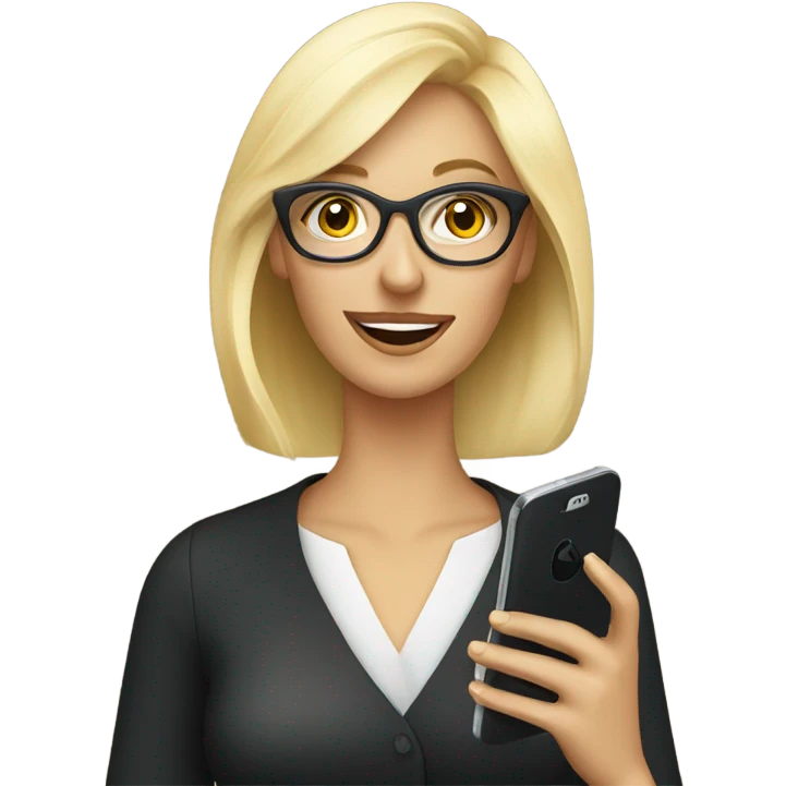 Elegant Blonde woman wearing glasses calling on cell phone emoji