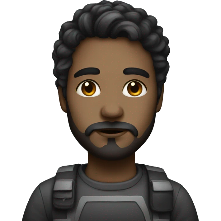 A beautiful painter with dark hair and galactic eyes. emoji