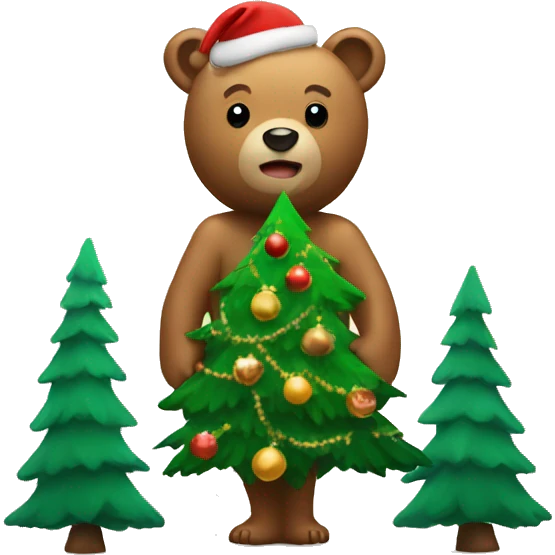 bear with christmas tree emoji