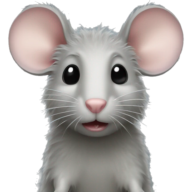 Rat with black eyes and black curly hair emoji