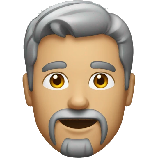Um homem todo cinza como queixo grande emoji