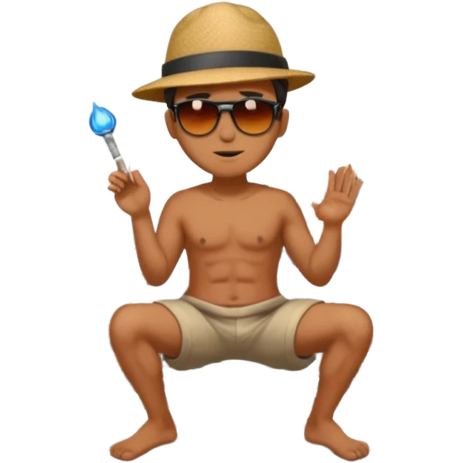 man rubbing butt which is on fire on railway emoji