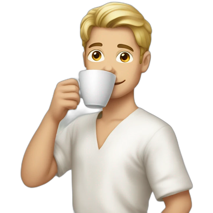 Young white muslin men drinking coffee emoji