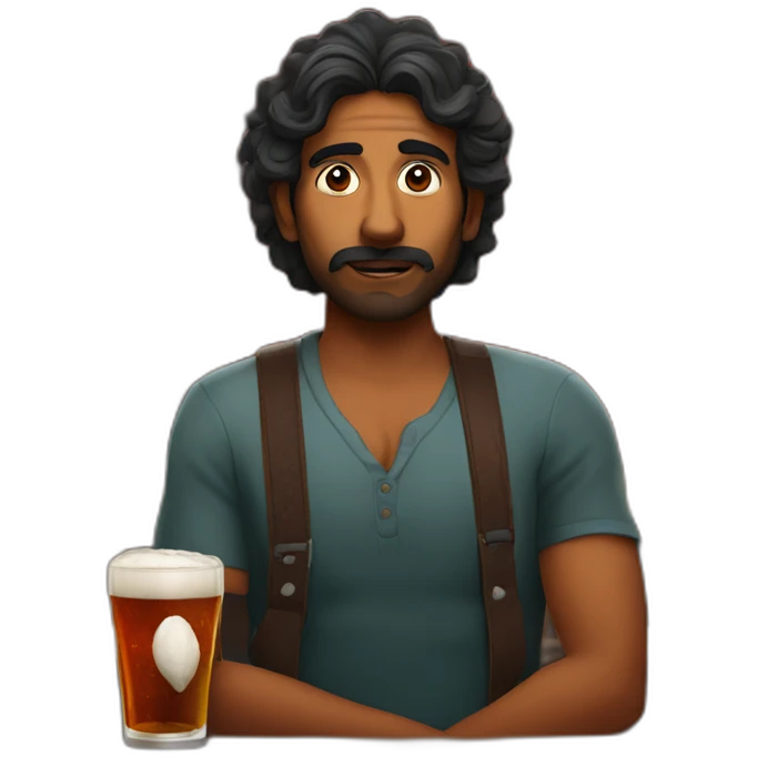 Indian man in a pub called insomnia red lightning  emoji