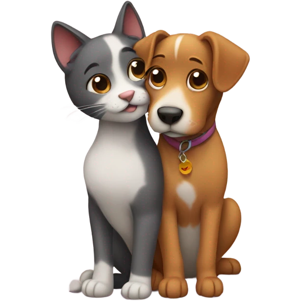 Dog and cat hugging  emoji