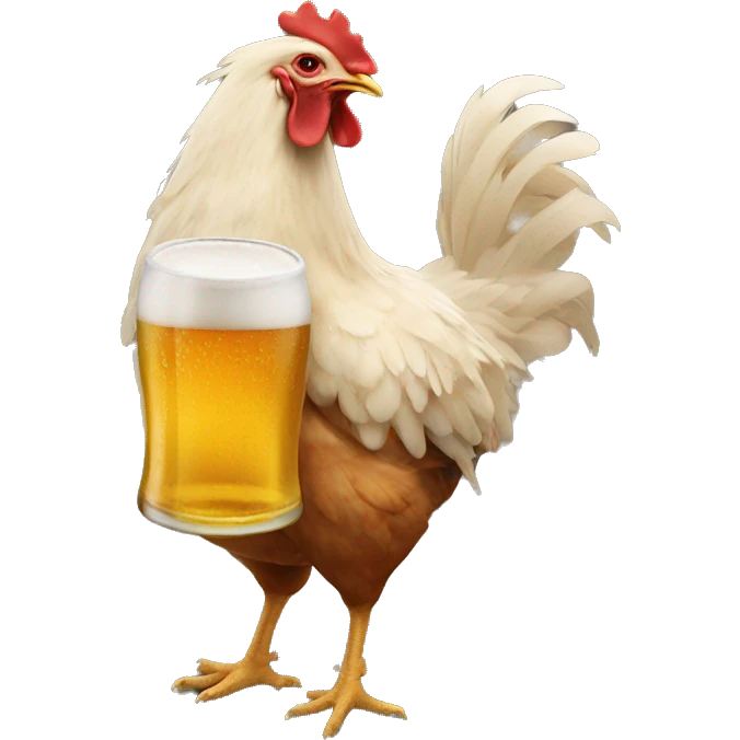 A chicken drinking beer. emoji