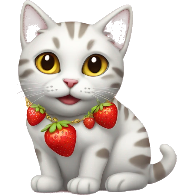 cat with strawberry necklace emoji