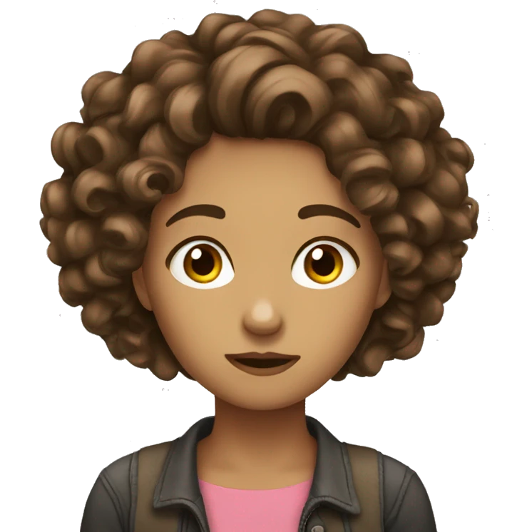 Girl bored hair brown curly  emoji