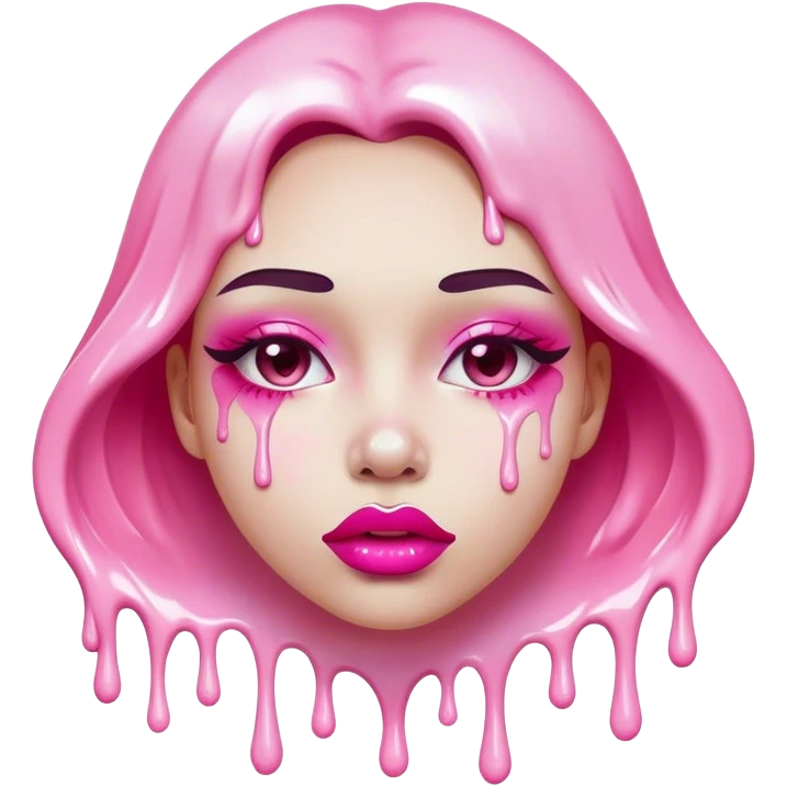 white paint dripping off pink ombre glossy floating lips emoji