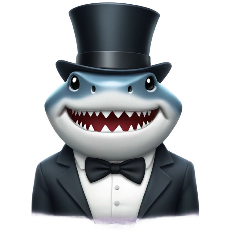 Shark with a top hat emoji