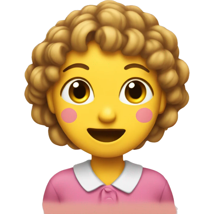A cute emoji that is blushing and holding her sheecks. Its still a yellow face emoji emoji