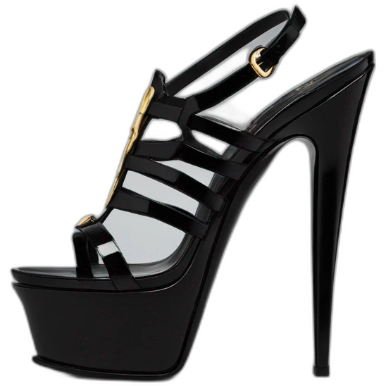 YSL TRIBUTE heel SANDAL black PATENT LEATHER emoji