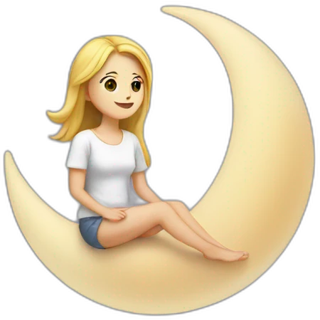 White Girl sitting on moon emoji
