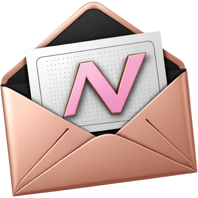 Icône 3D d’une enveloppe ouverte avec carte “NEWS”, style gravure cuivre + stippling, noir pur sur blanc pur (hachures/pointillisme uniquement), éclairage dramatique avec rayons et une micro-touche rose #fbcfe8 sur la lueur, sans aucun texte/typo ni gris/sépia/flou/bruit/cadre. emoji