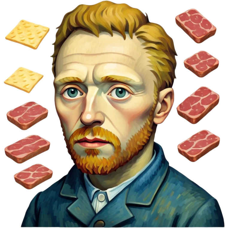 portrait of van gogh with spam meat painting  emoji