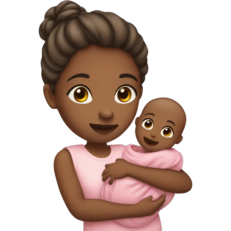 Girl holding baby emoji