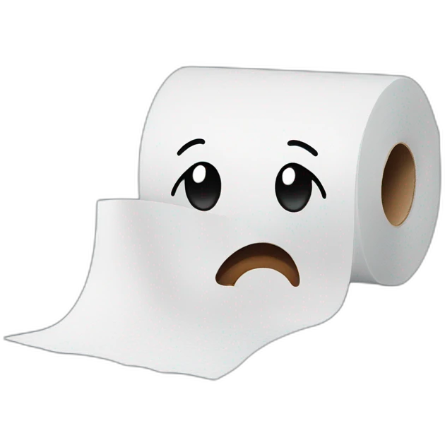 Toilet paper crying with text 'woah' emoji