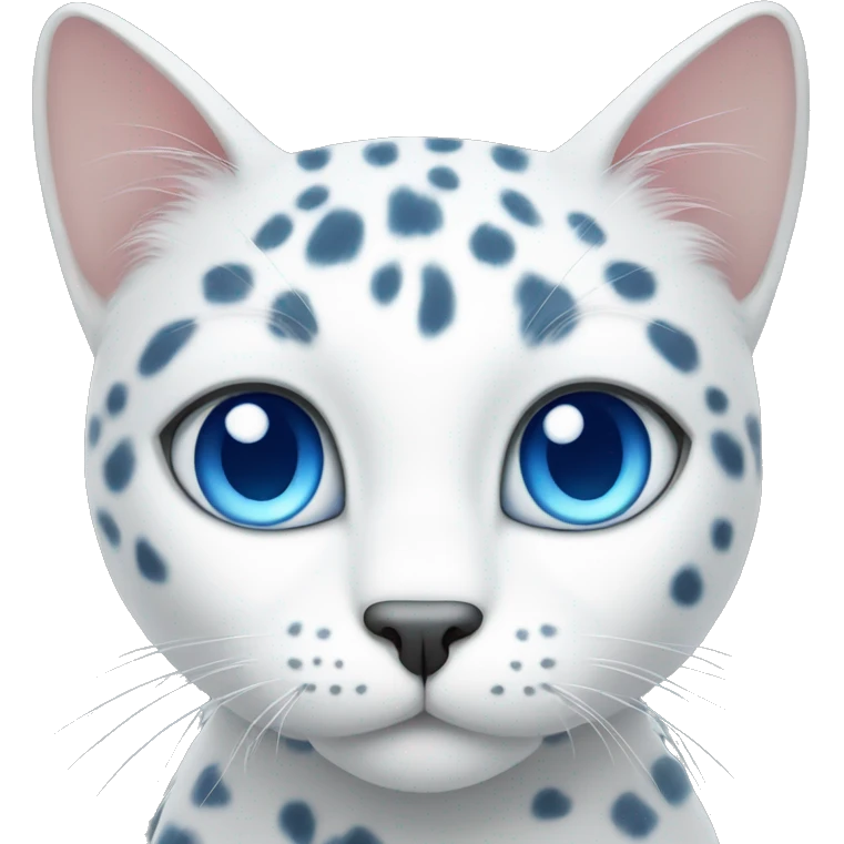 A white cat with grey leopard spots and blue eyes  emoji