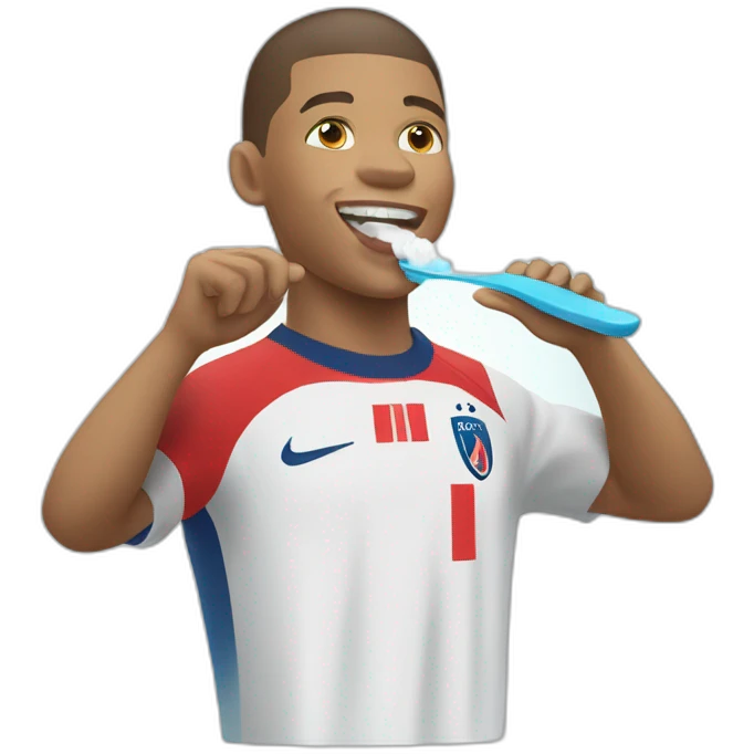 kylian mbappe, brushing teeth emoji