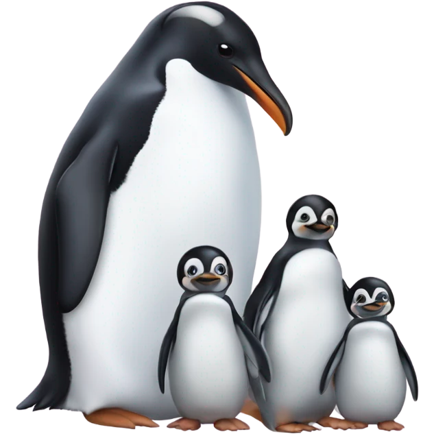 Mommy penguin with 3 baby penguins  emoji